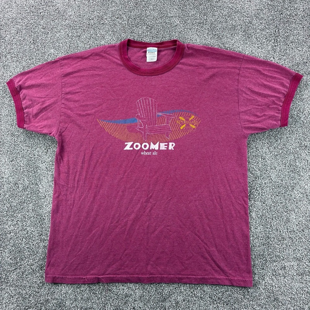 Vintage Zoomer Wheat Ale Shirt Mens‎ XL Red Beach Chair Beer Drinking Alcohol